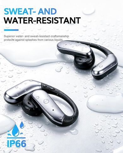 Upgraded Ultra Open Ear Earbuds with Hooks & Noise Cancelling Mic Clear Calls Ear Buds Wireless Bluetooth 6.1 Bone Conduction Headphones 90H Playtime Over the Ear Earbuds for Running Workout Cycling in Kuwait