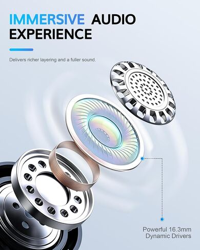 Upgraded Ultra Open Ear Earbuds with Hooks & Noise Cancelling Mic Clear Calls Ear Buds Wireless Bluetooth 6.1 Bone Conduction Headphones 90H Playtime Over the Ear Earbuds for Running Workout Cycling in Kuwait