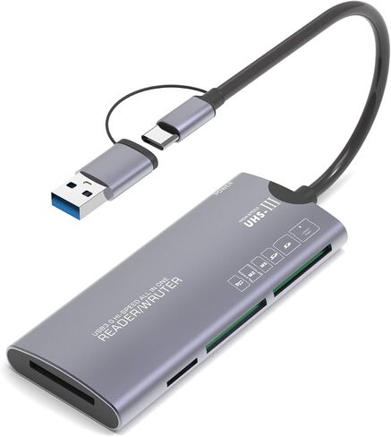 SWOFY USB 3.0 Card Reader 6 in 1 Adapter Hub- Plug & Play, Compatible with Apple & Windows, Supports SD, Micro SD, MS,M2,XD,CF Cards for Windows, Mac, Android, SWOFY MP3 Player,Camera in Kuwait