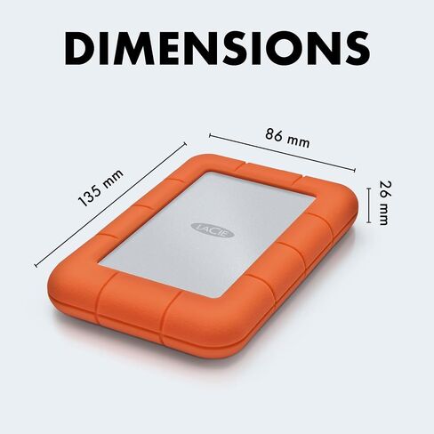LaCie Rugged Mini Portable External Hard Drive, 4TB, 2.5", for PC, Mac, iPad, and iPhone, with Data Rescue Service in Kuwait