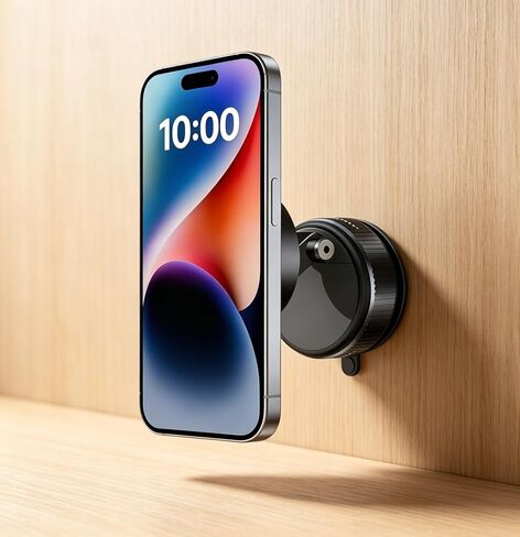Magnetic Vacuum Suction Cup Car Phone Holder 360° Degree Rotatable Foldable Lightweight One-Hand Operation Dashboard Windshield Air Vent Mount for iPhone Samsung Android Smartphones Black in Kuwait