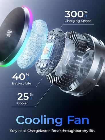 XO Qi2.2 Magnetic Car Mount Charger,25W Fast Charging with Cooling Fan and LED Light, 360° Rotatable Strong Hold Car Phone Mount with for Phone,Universal Fit for Most Vehicles, Easy Installation in Kuwait