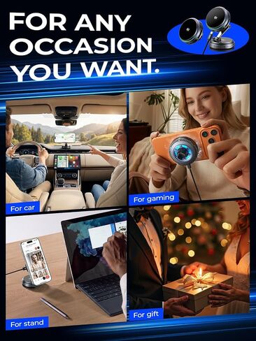 XO Qi2.2 Magnetic Car Mount Charger,25W Fast Charging with Cooling Fan and LED Light, 360° Rotatable Strong Hold Car Phone Mount with for Phone,Universal Fit for Most Vehicles, Easy Installation in Kuwait