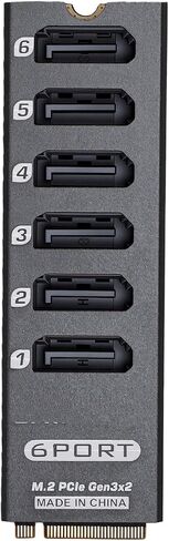 POCREATION Expansion Card 6 Port, PCIe 3.0 x2 16Gbps ASM1166 in Kuwait