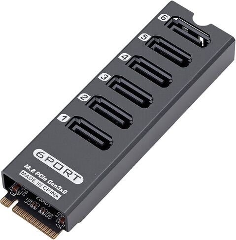 POCREATION Expansion Card 6 Port, PCIe 3.0 x2 16Gbps ASM1166 in Kuwait