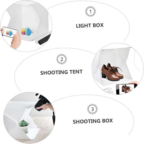 DECHOUS 20cm Portable Folding Photography Light Tent with LED Softbox, Dual Light Strips, 2 Colored Backdrops for Product and Phone Photography Studio in Kuwait