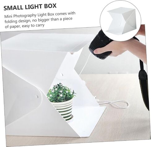 DECHOUS 20cm Portable Folding Photography Light Tent with LED Softbox, Dual Light Strips, 2 Colored Backdrops for Product and Phone Photography Studio in Kuwait