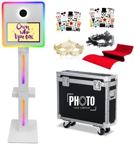 Mirror Photo Booth Built in Mini Pc, DSLR Photo Booth with 15.6" Touch Screen, Flight Case, App Control – Perfect for Weddings, Parties and Event Rentals (White) in Kuwait