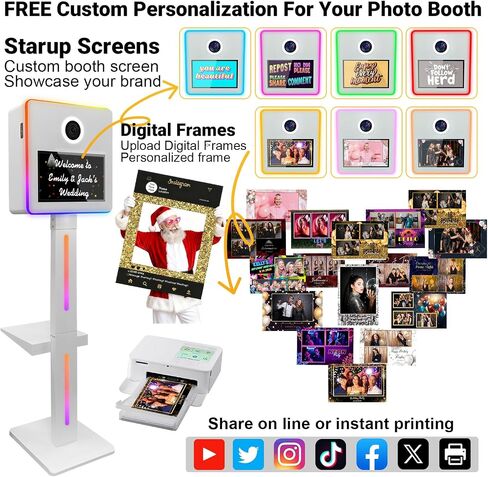 Mirror Photo Booth Built in Mini Pc, DSLR Photo Booth with 15.6" Touch Screen, Flight Case, App Control – Perfect for Weddings, Parties and Event Rentals (White) in Kuwait