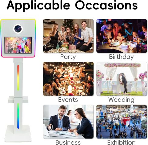 Mirror Photo Booth Built in Mini Pc, DSLR Photo Booth with 15.6" Touch Screen, Flight Case, App Control – Perfect for Weddings, Parties and Event Rentals (White) in Kuwait