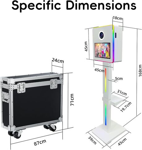 Mirror Photo Booth Built in Mini Pc, DSLR Photo Booth with 15.6" Touch Screen, Flight Case, App Control – Perfect for Weddings, Parties and Event Rentals (White) in Kuwait
