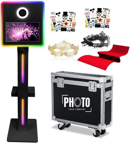 Mirror Photo Booth Built in Mini Pc, DSLR Photo Booth with 15.6" Touch Screen, Flight Case, App Control – Perfect for Weddings, Parties and Event Rentals (Black) in Kuwait