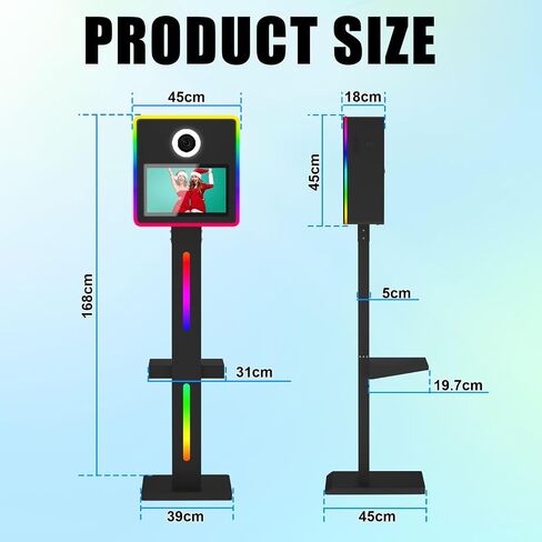 Mirror Photo Booth Built in Mini Pc, DSLR Photo Booth with 15.6" Touch Screen, Flight Case, App Control – Perfect for Weddings, Parties and Event Rentals (Black) in Kuwait
