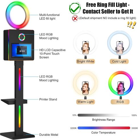 Mirror Photo Booth Built in Mini Pc, DSLR Photo Booth with 15.6" Touch Screen, Flight Case, App Control – Perfect for Weddings, Parties and Event Rentals (Black) in Kuwait