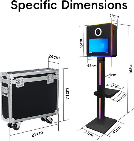 Mirror Photo Booth Built in Mini Pc, DSLR Photo Booth with 15.6" Touch Screen, Flight Case, App Control – Perfect for Weddings, Parties and Event Rentals (Black) in Kuwait