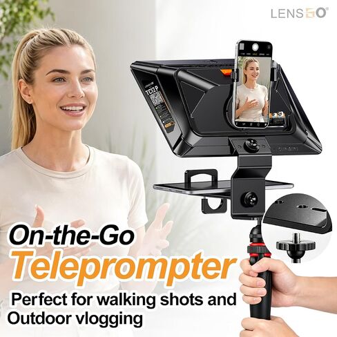 Teleprompter for Phone, LENSGO TC12P 14.5'' Aluminum Prompter App Compatible with iOS/Android, Professional Prompter for Vlogging, Interview in Kuwait