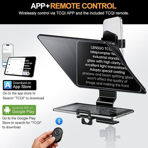 Teleprompter for Phone, LENSGO TC12P 14.5'' Aluminum Prompter App Compatible with iOS/Android, Professional Prompter for Vlogging, Interview in Kuwait