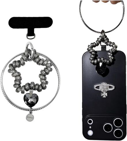 Phone Charm, Aesthetic Cellphone Charms Accessories Cut Pink Star Heart Crystal Bow Phone Chain Lanyard Accessories for iPhone Bag Keychain Camera Pendants Decor in Kuwait