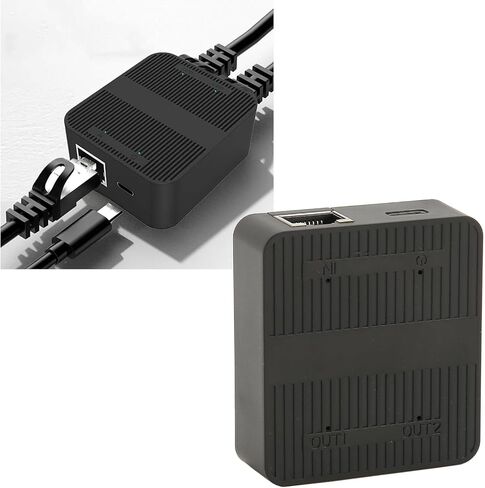 Ethernet Splitter RJ45 1 in 2 Out, 1000Mbps USB C Powered, Stable Waft LAN Splitter with USB Cable, Widely Compatible with Switch TV PC, Solves Connection Issues Due to Limited Ca in Kuwait