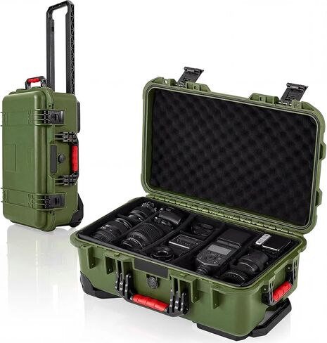 Relaxweex Rolling Camera Hard Case with 15 Padded Dividers & Wheels in Kuwait