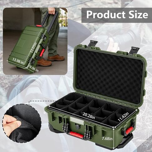 Relaxweex Rolling Camera Hard Case with 15 Padded Dividers & Wheels in Kuwait