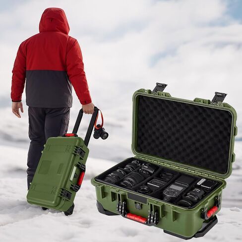 Relaxweex Rolling Camera Hard Case with 15 Padded Dividers & Wheels in Kuwait