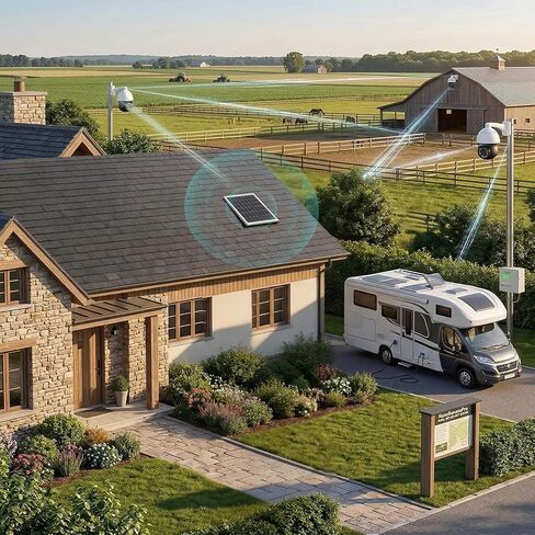 Solar WiFi Extender Outdoor Signal Booster, Solar-Powered WiFi Repeater Long Range 300FT Waterproof Wireless Signal Booster for Farm/Villa/Security Camera, Meshtastic Solar WiFi Extender in Kuwait