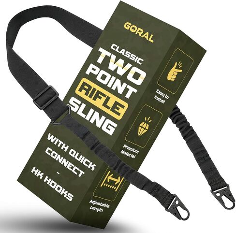 Traditional Two Point Rifle Sling Strap - Gun Sling with Metal Hook for Outdoor, Hunting, Airsoft, Paintball & Training Tactical 2 Point Easy Attach, Adjustable Gun Shoulder Strap in Saudi Arabia