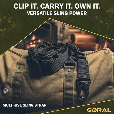Traditional Two Point Rifle Sling Strap - Gun Sling with Metal Hook for Outdoor, Hunting, Airsoft, Paintball & Training Tactical 2 Point Easy Attach, Adjustable Gun Shoulder Strap in Saudi Arabia