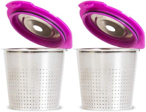 Cafe Flow Stainless Steel Reusable K Cup, 2-Pk by Perfect Pod - Refillable Capsule Cup Metal Coffee Filter for Keurig 1.0, Keurig 2.0, K-Duo, K-Mini and Select Models (See Full Compatibility Chart) in Kuwait