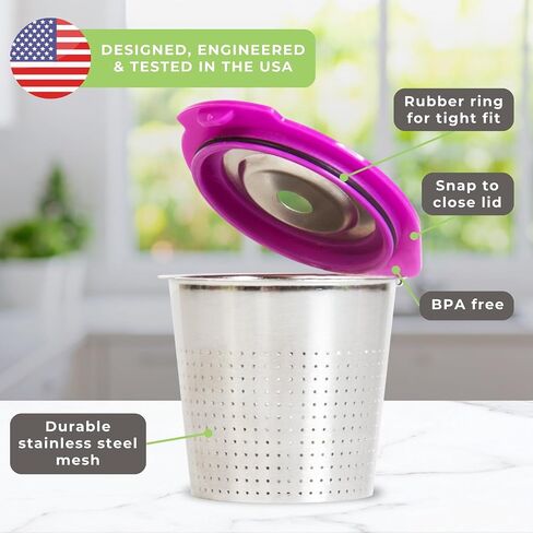Cafe Flow Stainless Steel Reusable K Cup, 2-Pk by Perfect Pod - Refillable Capsule Cup Metal Coffee Filter for Keurig 1.0, Keurig 2.0, K-Duo, K-Mini and Select Models (See Full Compatibility Chart) in Kuwait