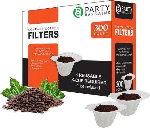 Party Bargains 300 Disposable Paper Coffee Filters – White Compact Design for Keurig Brewers and Compatible with K-Cup Pods 1.0 & 2.0 Models, single use coffee filters in Saudi Arabia