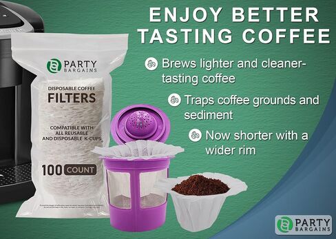 Party Bargains 300 Disposable Paper Coffee Filters – White Compact Design for Keurig Brewers and Compatible with K-Cup Pods 1.0 & 2.0 Models, single use coffee filters in Saudi Arabia