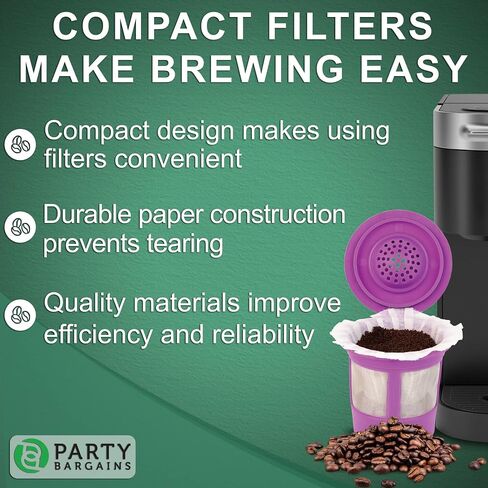 Party Bargains 300 Disposable Paper Coffee Filters – White Compact Design for Keurig Brewers and Compatible with K-Cup Pods 1.0 & 2.0 Models, single use coffee filters in Saudi Arabia