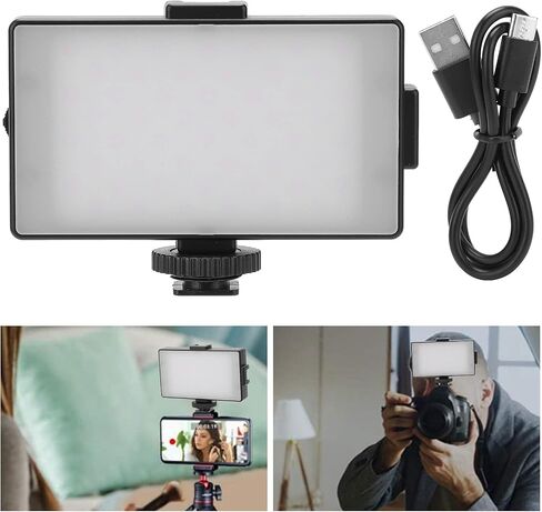 K104 Portable On Camera Double Light Temperature Fill Light for Live Streaming Black Plastic Light for Live Photography in Kuwait