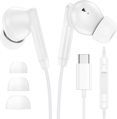 USB C Headphones, 2 Pack Wired Earbuds for Samsung S26Ultra S26+ S25 in Kuwait