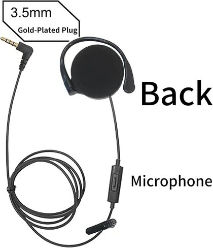 Single Side Hook Ear Headphone with Mic & Lapel Clip,30mm Driver 3.9ft in Kuwait