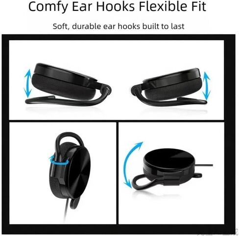 Single Side Hook Ear Headphone with Mic & Lapel Clip,30mm Driver 3.9ft in Kuwait