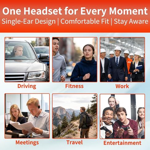 Single Side Hook Ear Headphone with Mic & Lapel Clip,30mm Driver 3.9ft in Kuwait