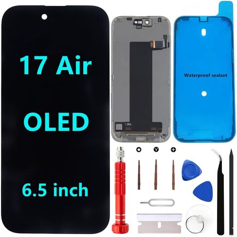OLED for iPhone 17 Air Screen Replacement Kit [Soft OLED,NOT LCD] 6.5'' Full HD Display 3D Touch Digitizer Assembly A3260 A3516 A3517 A3518 with Repair Tools and Waterproof sealant in Kuwait