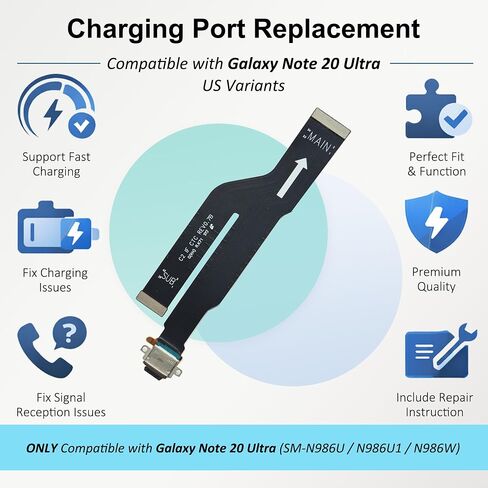 for Galaxy Note 20 Ultra 5G Charging Port Replacement US Version, USB-C Dock Board for Models SM-N986U SM-N986U1 SM-N986W, with Toolkit & Instruction in Kuwait
