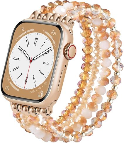 سوار Koreda مطرز متوافق مع Apple Watch Band 38mm 40mm 41mm 42mm 44mm 45mm 46mm Series 10 9 8 7 SE 6 5 4 Women ، Fashion Cute Handmade Leatcy Beads Strap in Kuwait