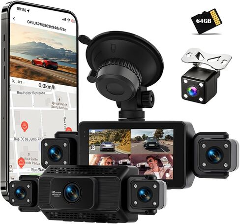 4 Channel 360°Dash Cam Front and Rear Inside Left Right Dash Camera for Car in Kuwait