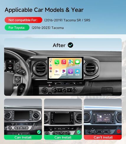 Car Radio Stereo for Toyota Tacoma 2016-2023, Wireless CarPlay Android Auto in Kuwait