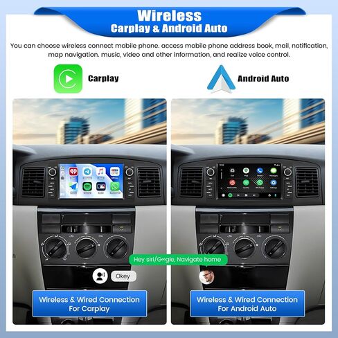 [4+64G] Android 15 Car Radio Stereo for Toyota Corolla E120 E130 2000-2008 in Kuwait