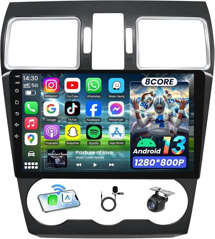 8Core Upgrade Car Radio for Subaru Forester WRX Impreza 2014-2015: 9 Inch HD Touchscreen Stereo with Wireless CarPlay Android Auto GPS Bluetooth Wi-Fi SWC FM RDS Backup Camera in Kuwait