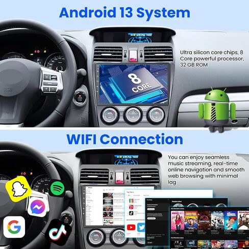 8Core Upgrade Car Radio for Subaru Forester WRX Impreza 2014-2015: 9 Inch HD Touchscreen Stereo with Wireless CarPlay Android Auto GPS Bluetooth Wi-Fi SWC FM RDS Backup Camera in Kuwait