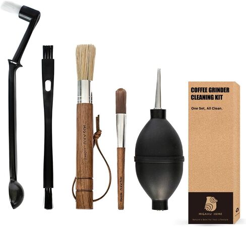 Coffee Grinder Cleaning Kit - 5Pcs Large Soft Brush, Small Hard Brush, Group Head Brush, Long-reach Brush & Air Blower for Coffee & Espresso Machine Parts & Accessories in Saudi Arabia