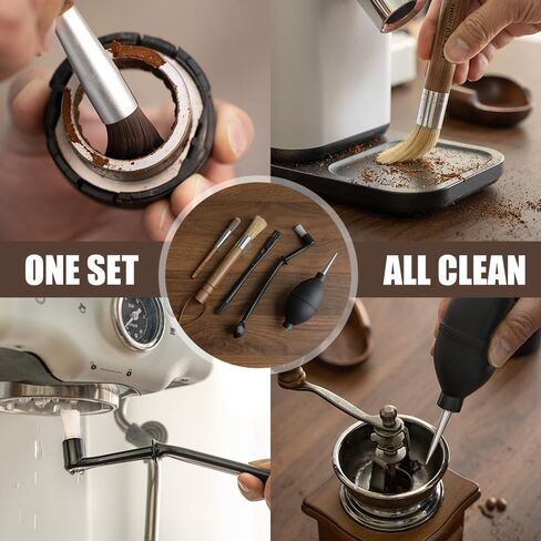 Coffee Grinder Cleaning Kit - 5Pcs Large Soft Brush, Small Hard Brush, Group Head Brush, Long-reach Brush & Air Blower for Coffee & Espresso Machine Parts & Accessories in Saudi Arabia