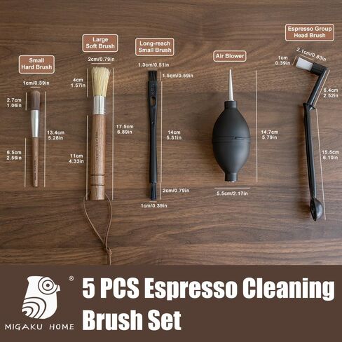 Coffee Grinder Cleaning Kit - 5Pcs Large Soft Brush, Small Hard Brush, Group Head Brush, Long-reach Brush & Air Blower for Coffee & Espresso Machine Parts & Accessories in Saudi Arabia